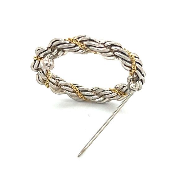 Tiffany & Co Estate Circle Wreath Brooch 18k G + Silver TIF644 - Picture 7 of 9